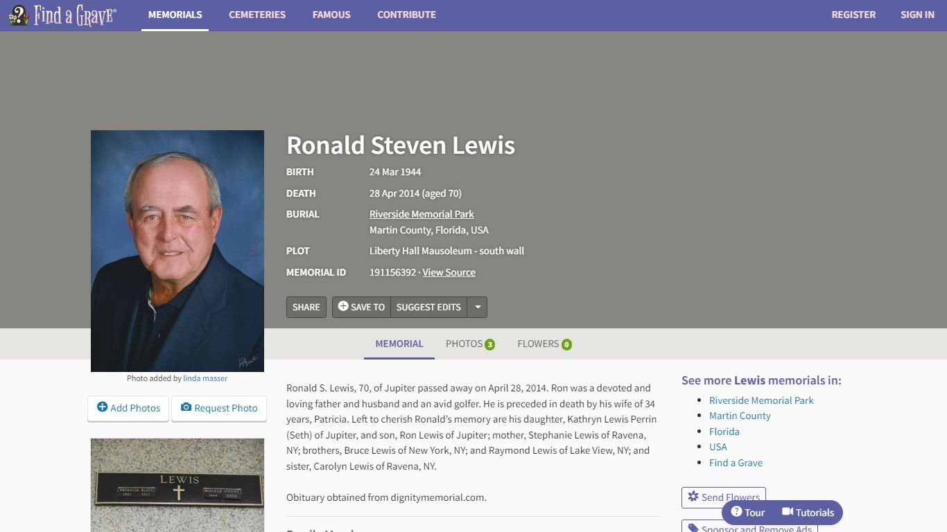 Ronald Steven Lewis (1944-2014) - Find a Grave Memorial